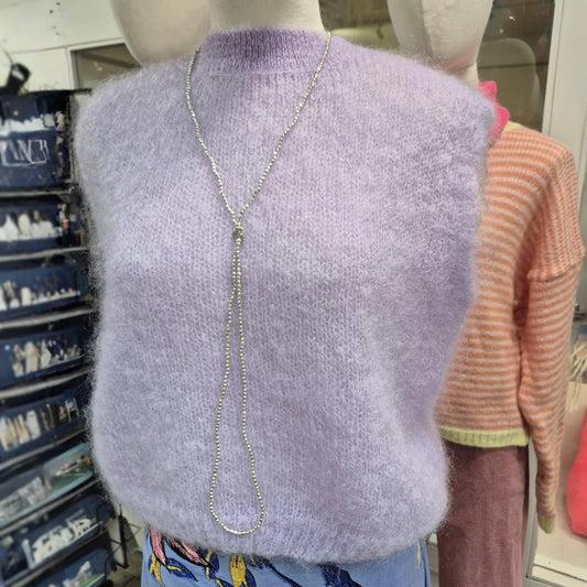 Fluffy Mohair Cropped Vest - Lavender