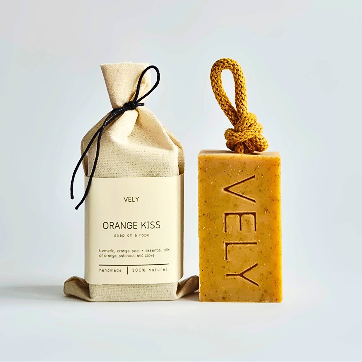 Natural Handmade Soap On A Rope - Orange Kiss
