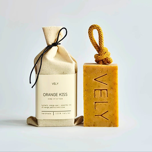 Natural Handmade Soap On A Rope - Orange Kiss