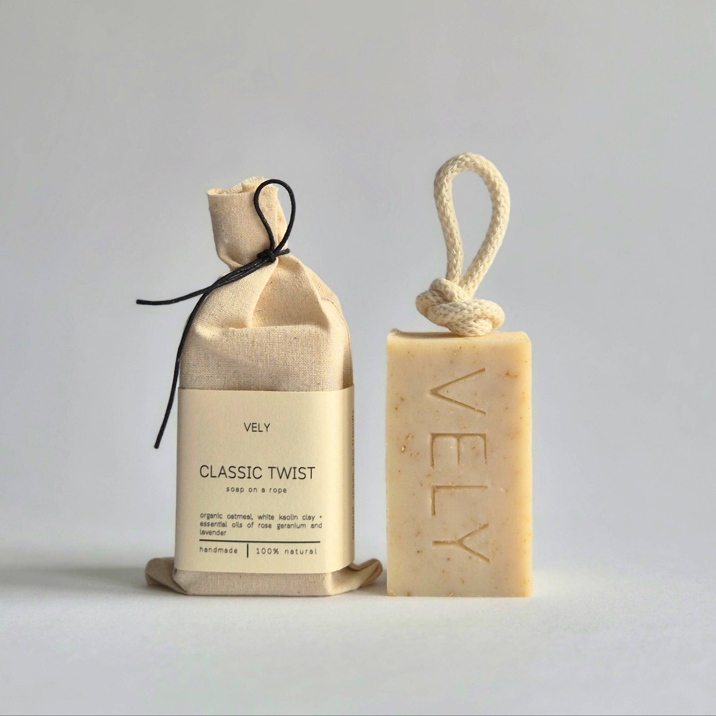 Natural Handmade Soap On A Rope - Classic Twist