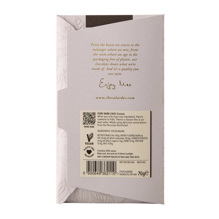 Chocolarder Pure Dark 100% Chocolate Bar