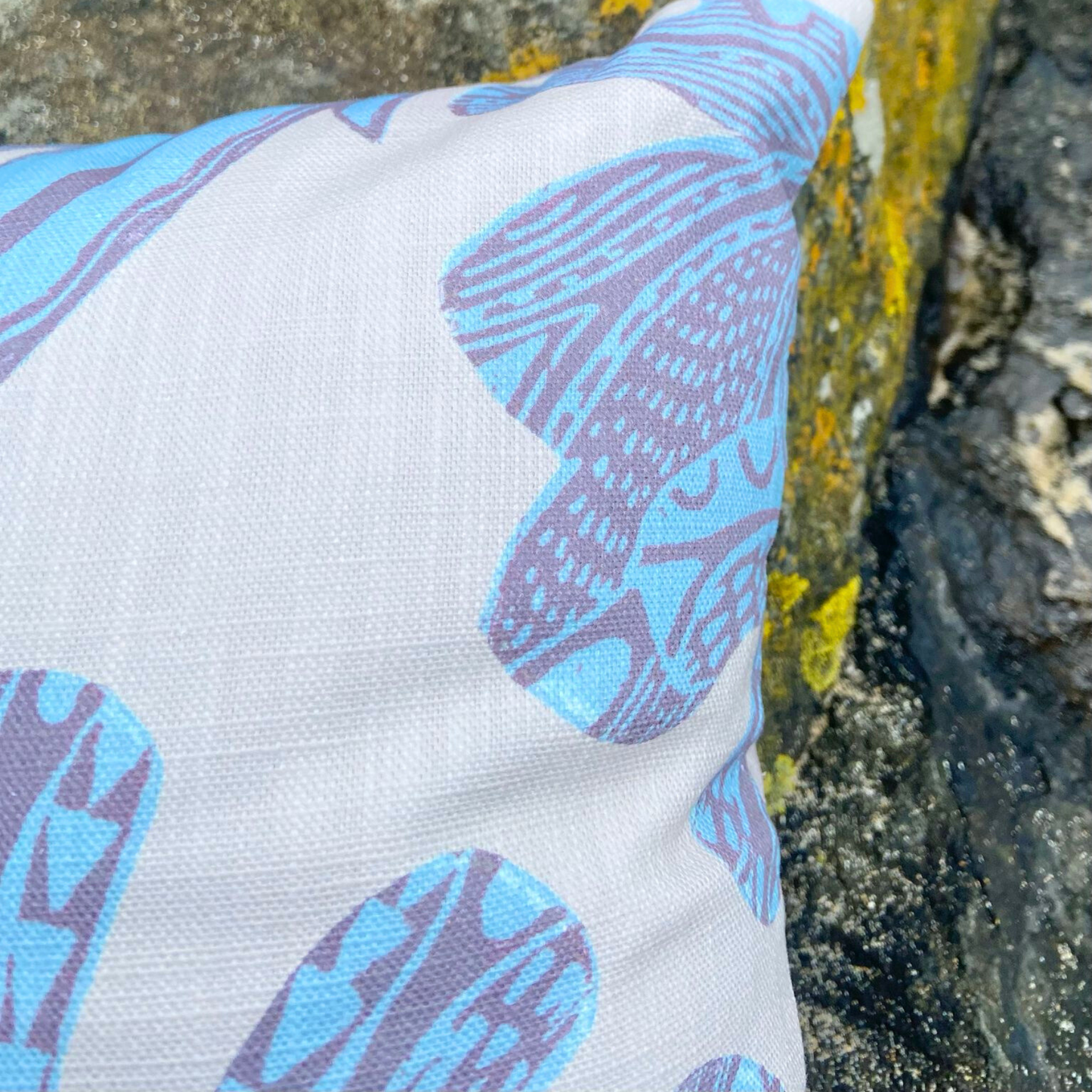 Seaweed Print Cushion - Blue