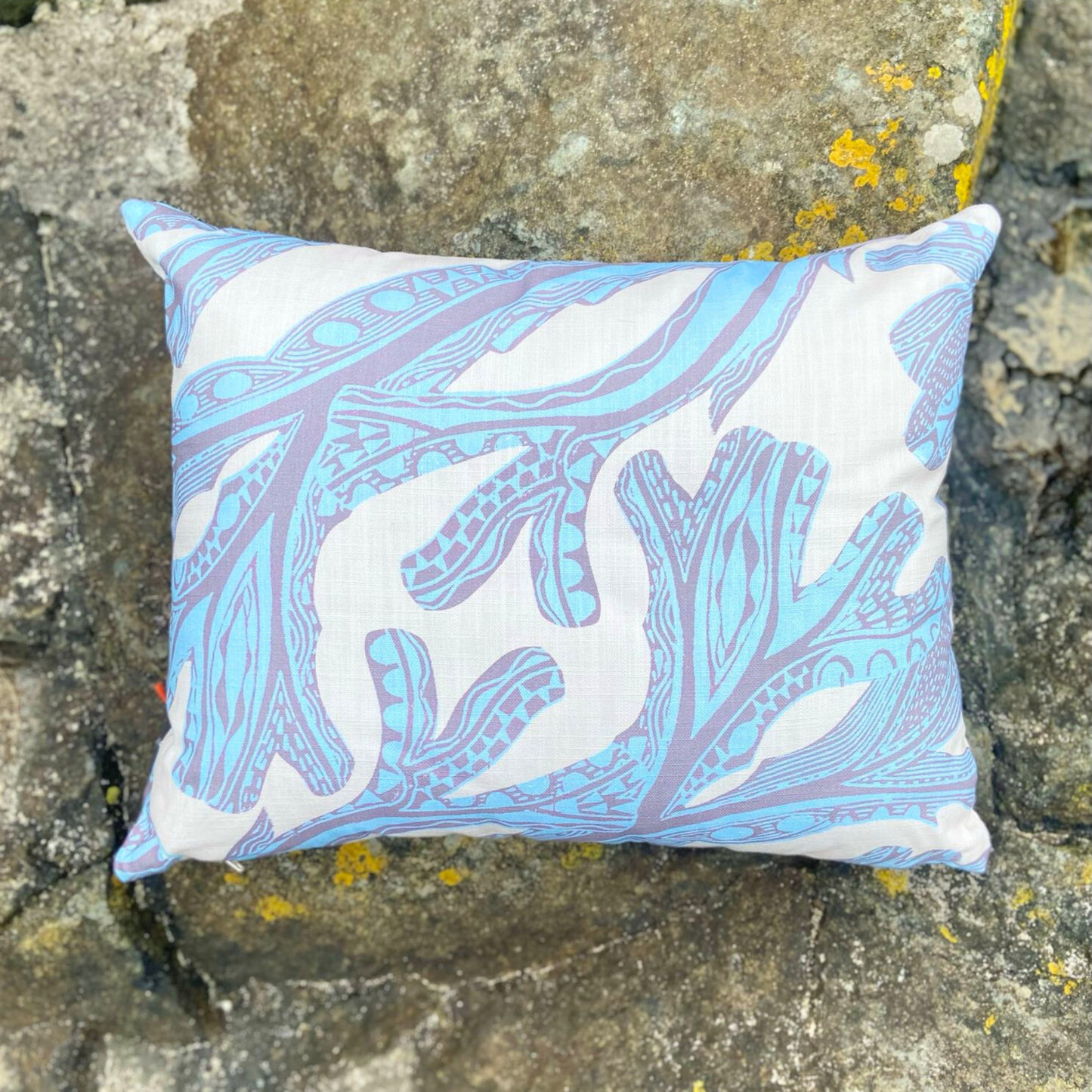 Seaweed Print Cushion - Blue