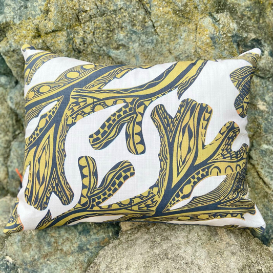 Seaweed Print Cushion - Citrine Yellow