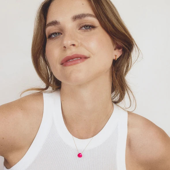 Wanderlust Life Fine Cord Necklace - Hot Pink Chalcedony