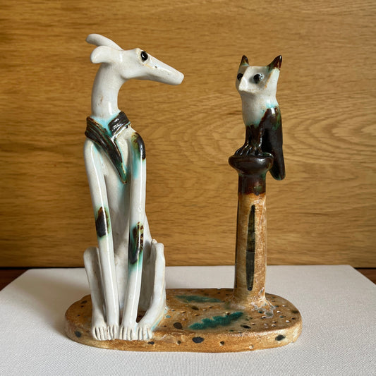Shelagh Spear Dog and Owl on Post SS229