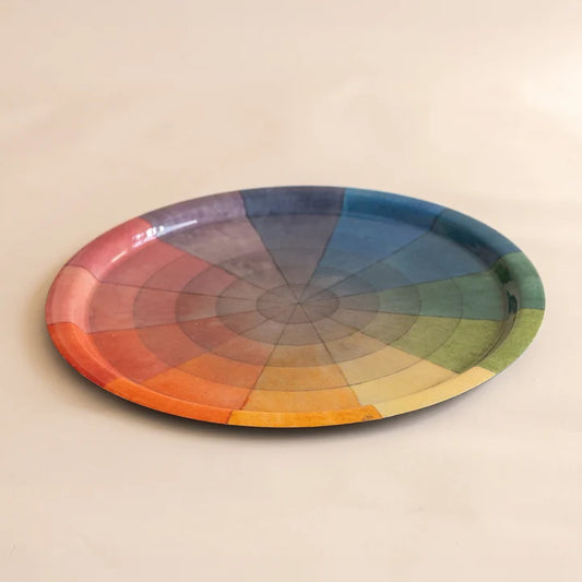 Large Round Enamel Tray - Vintage Colour Wheel