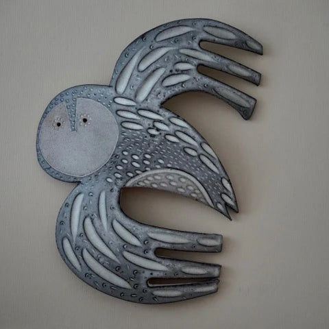 Hand Carved Ceramic Hanging Bird - Owl