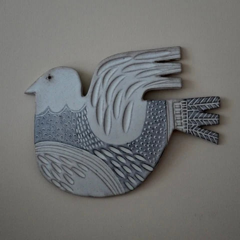 Hand Carved Ceramic Hanging Bird - Large