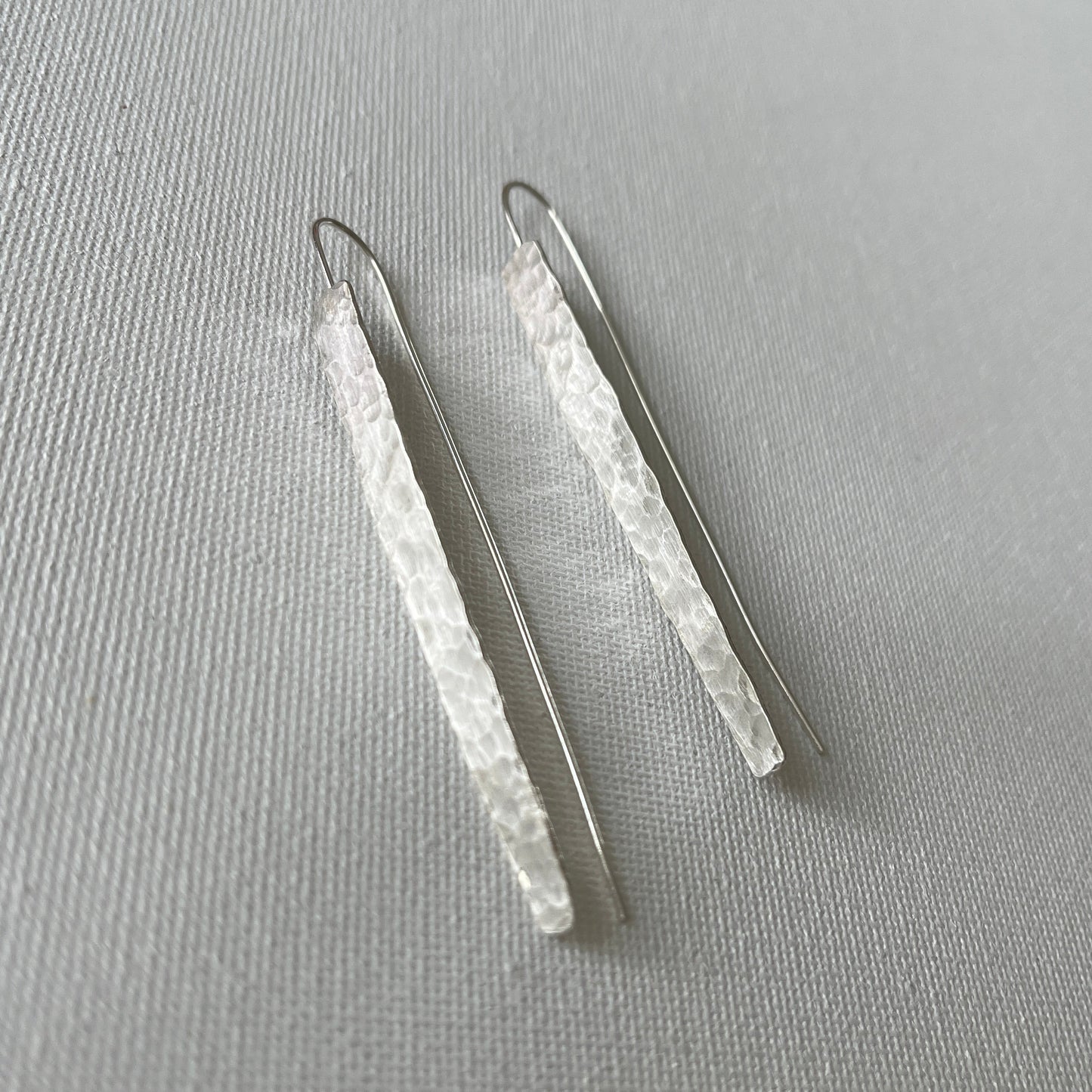 Hammered Silver Shard Drop Earrings