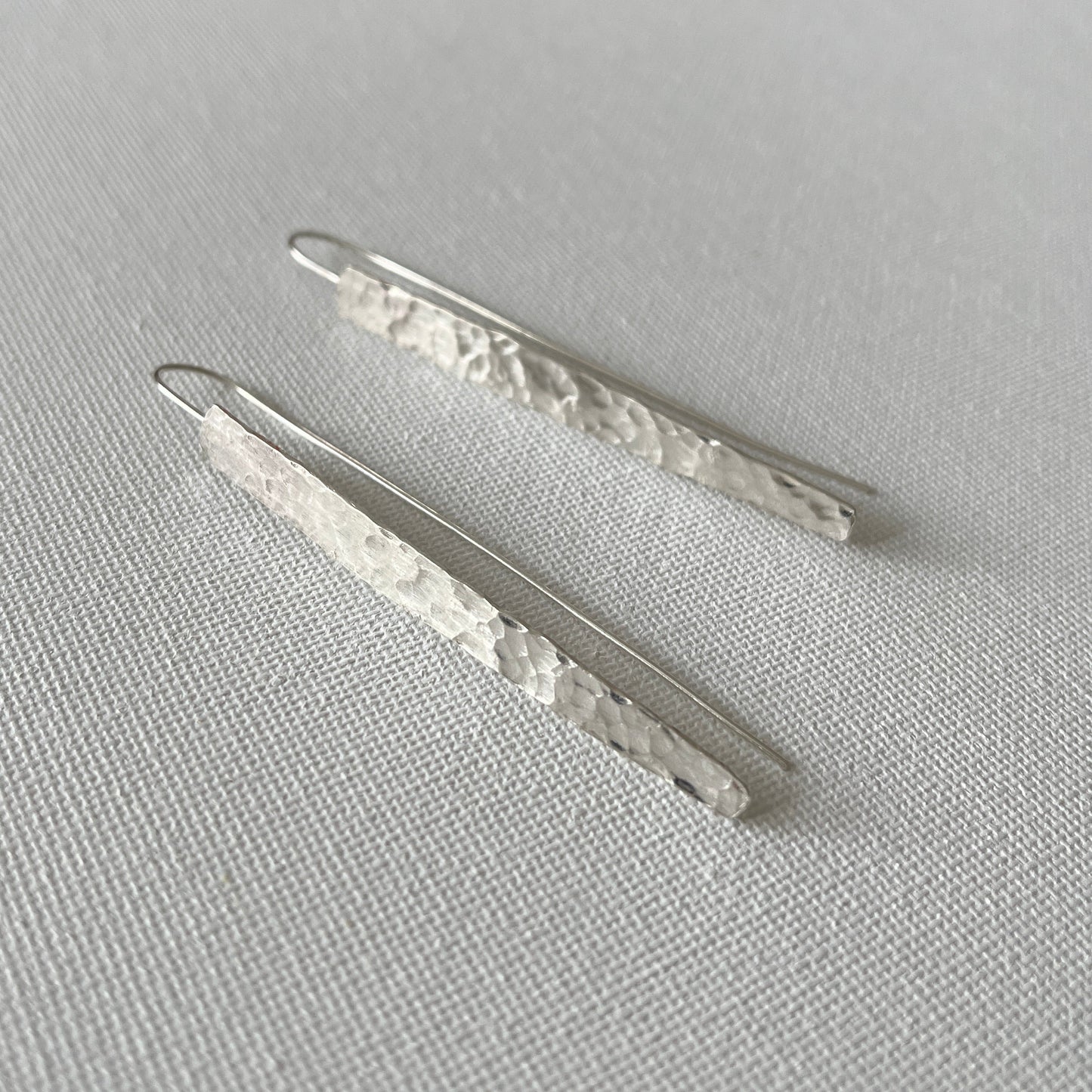 Hammered Silver Shard Drop Earrings