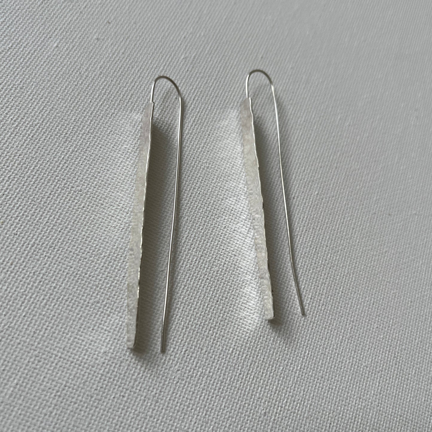 Hammered Silver Shard Drop Earrings