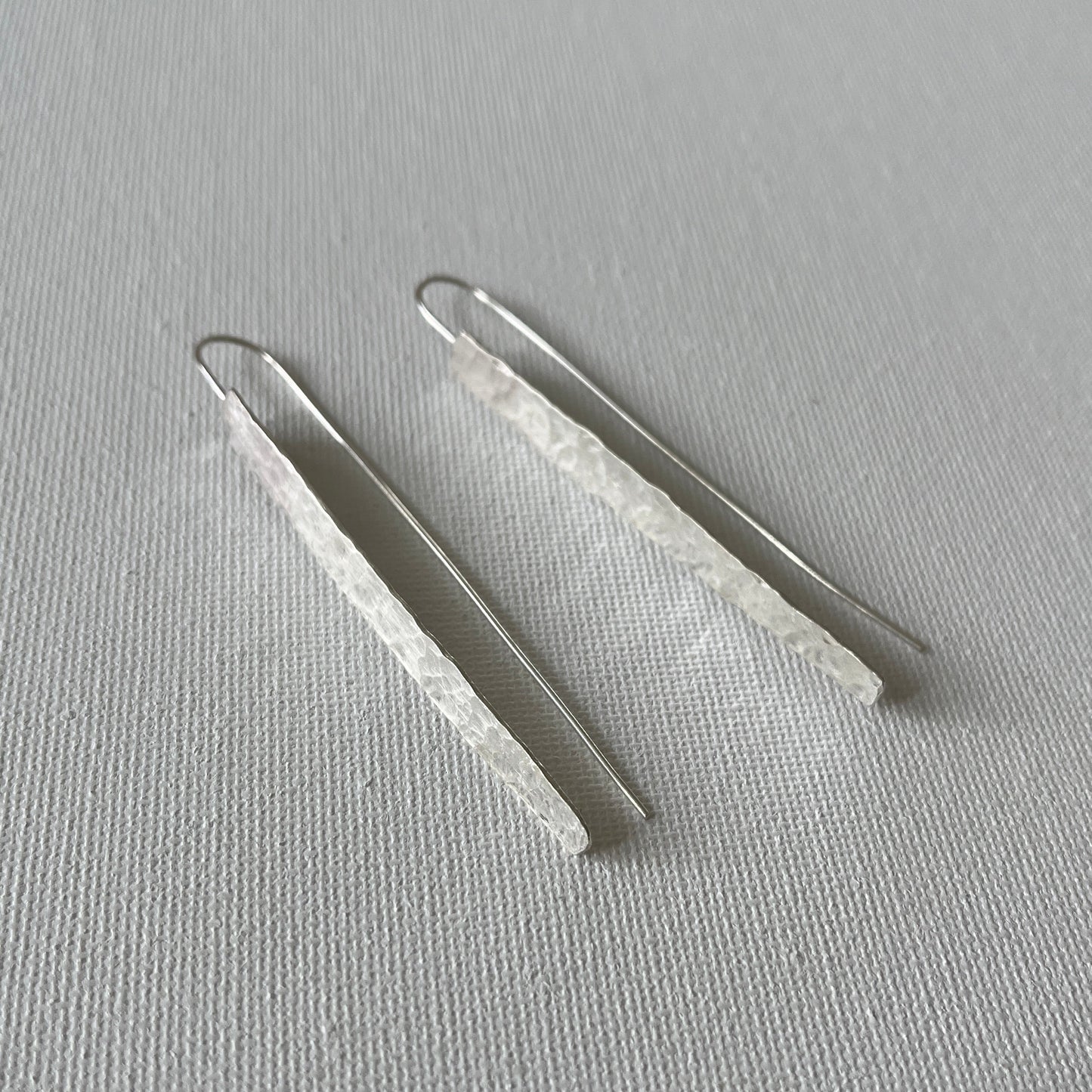 Hammered Silver Shard Drop Earrings