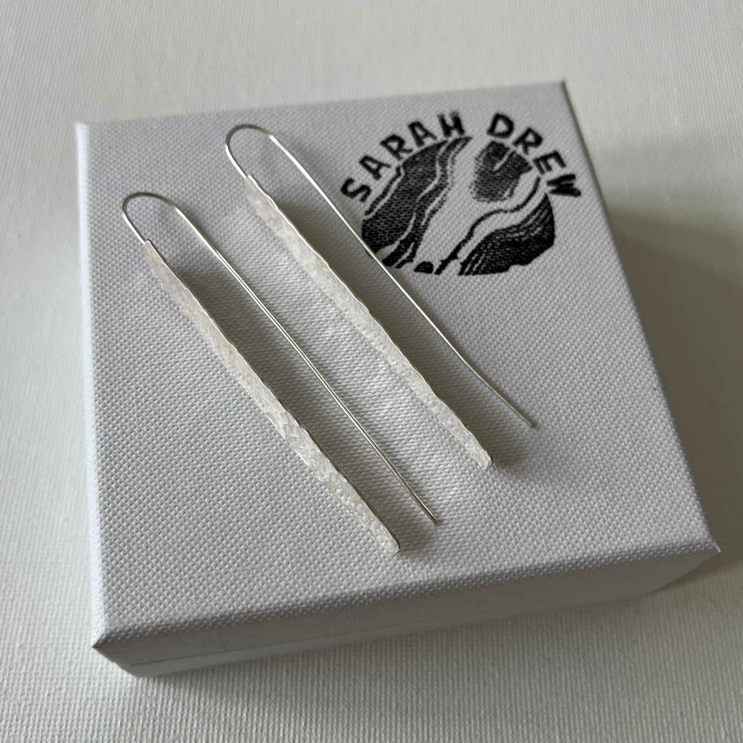 Hammered Silver Shard Drop Earrings