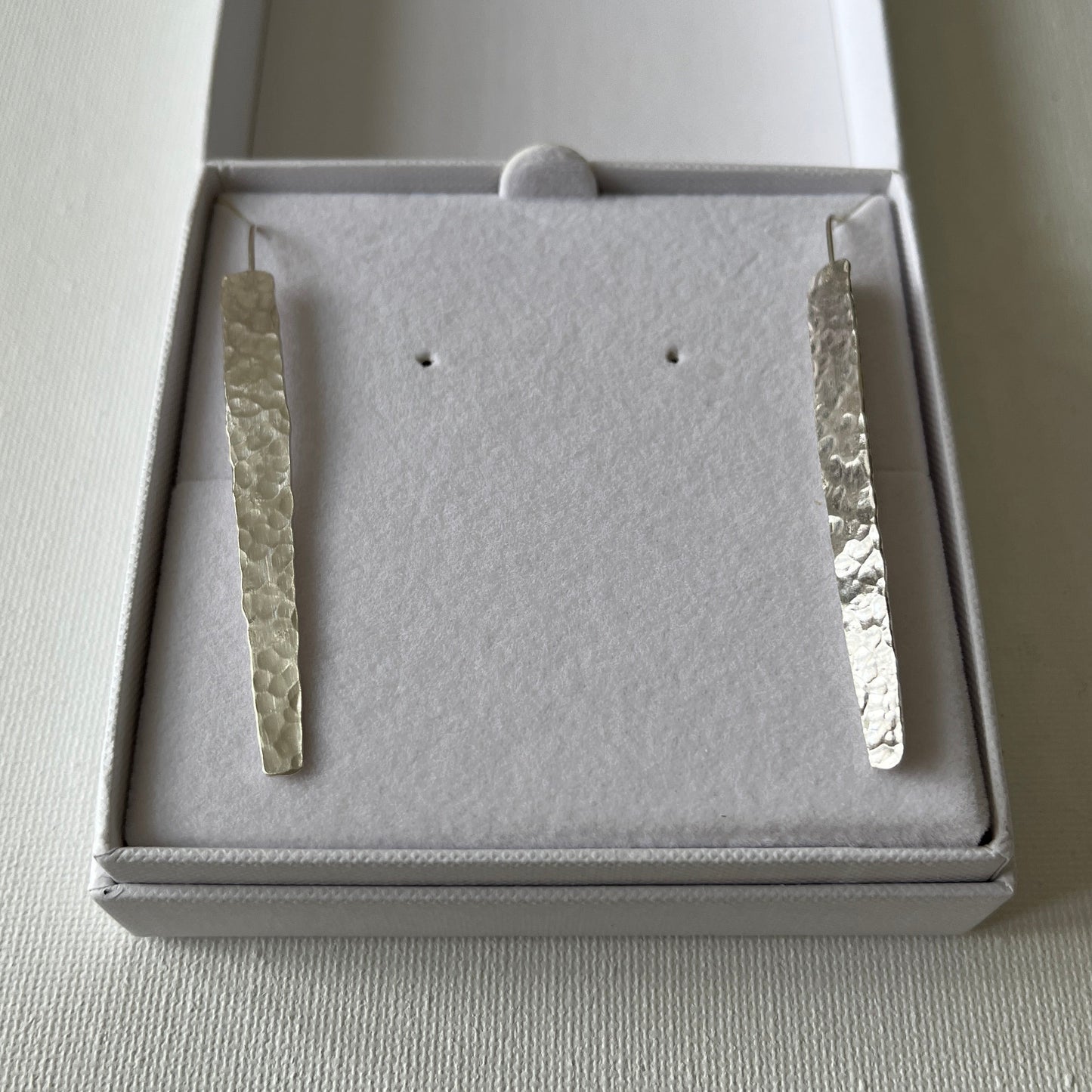 Hammered Silver Shard Drop Earrings