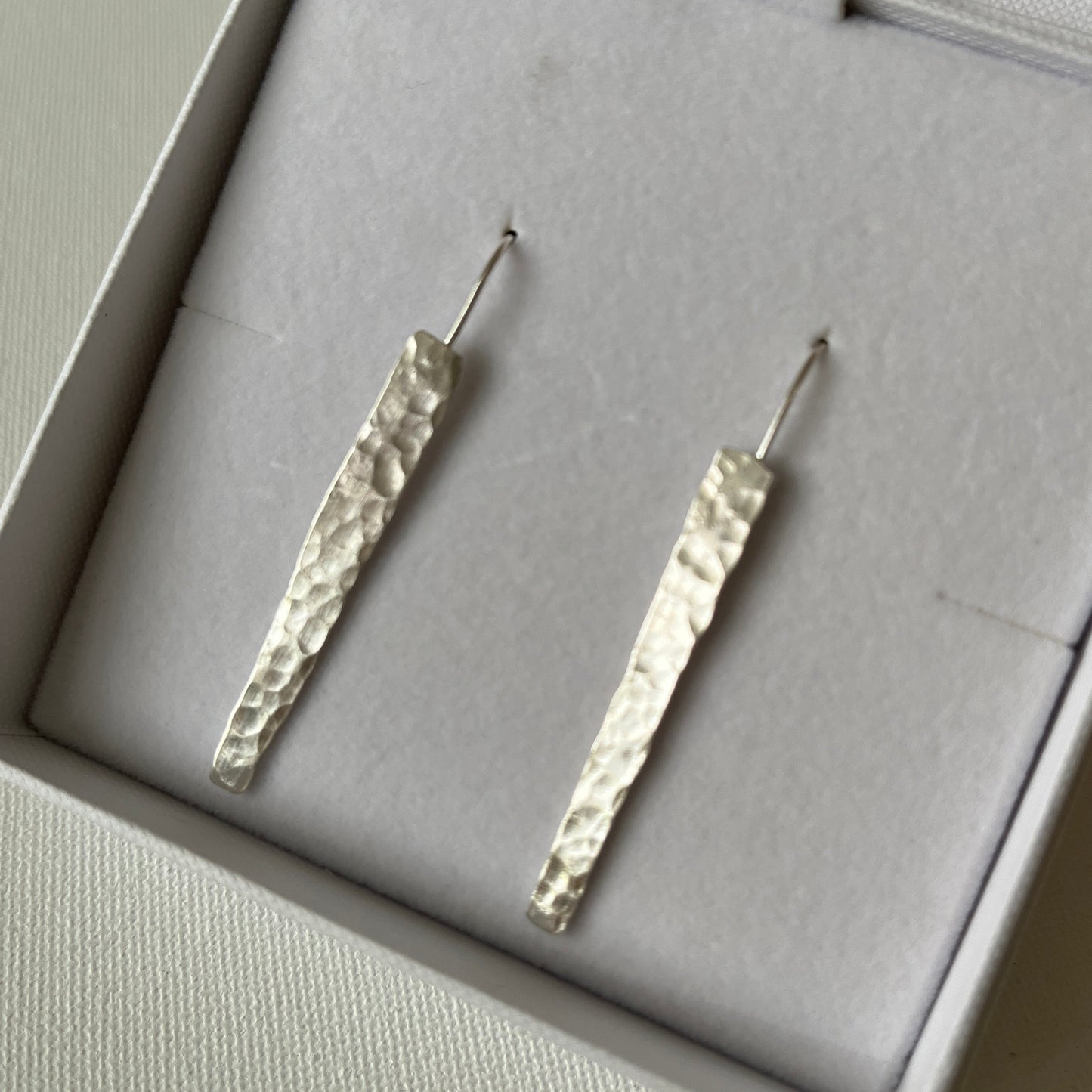 Hammered Silver Shard Drop Earrings