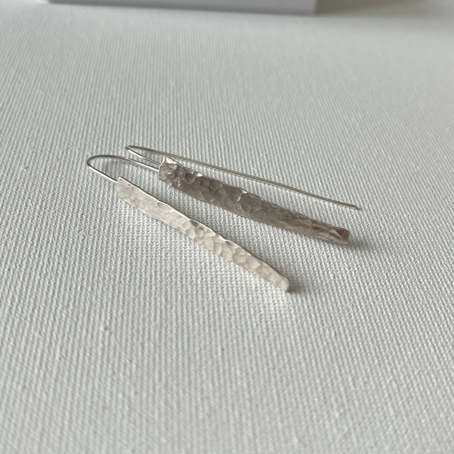 Hammered Silver Shard Drop Earrings