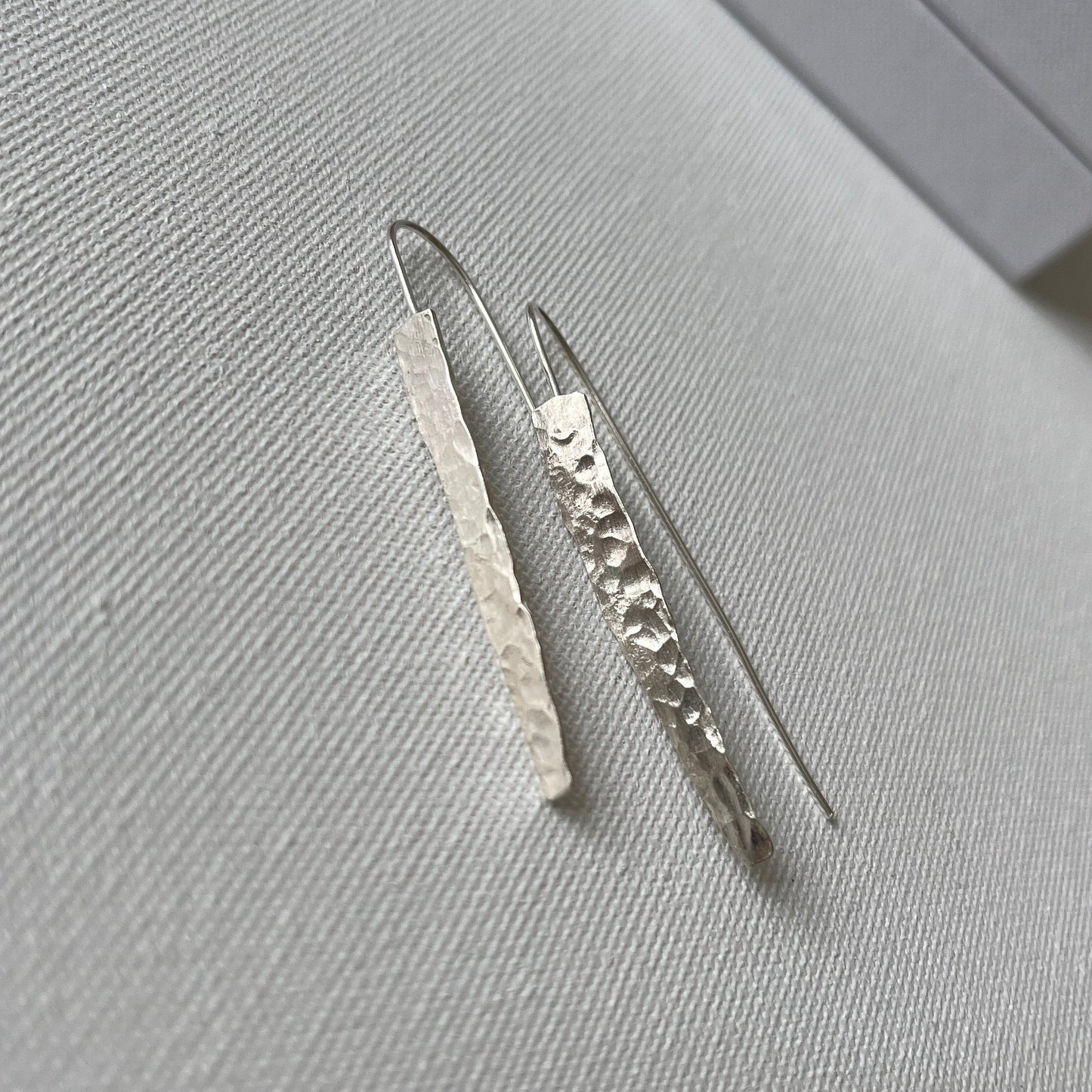 Hammered Silver Shard Drop Earrings