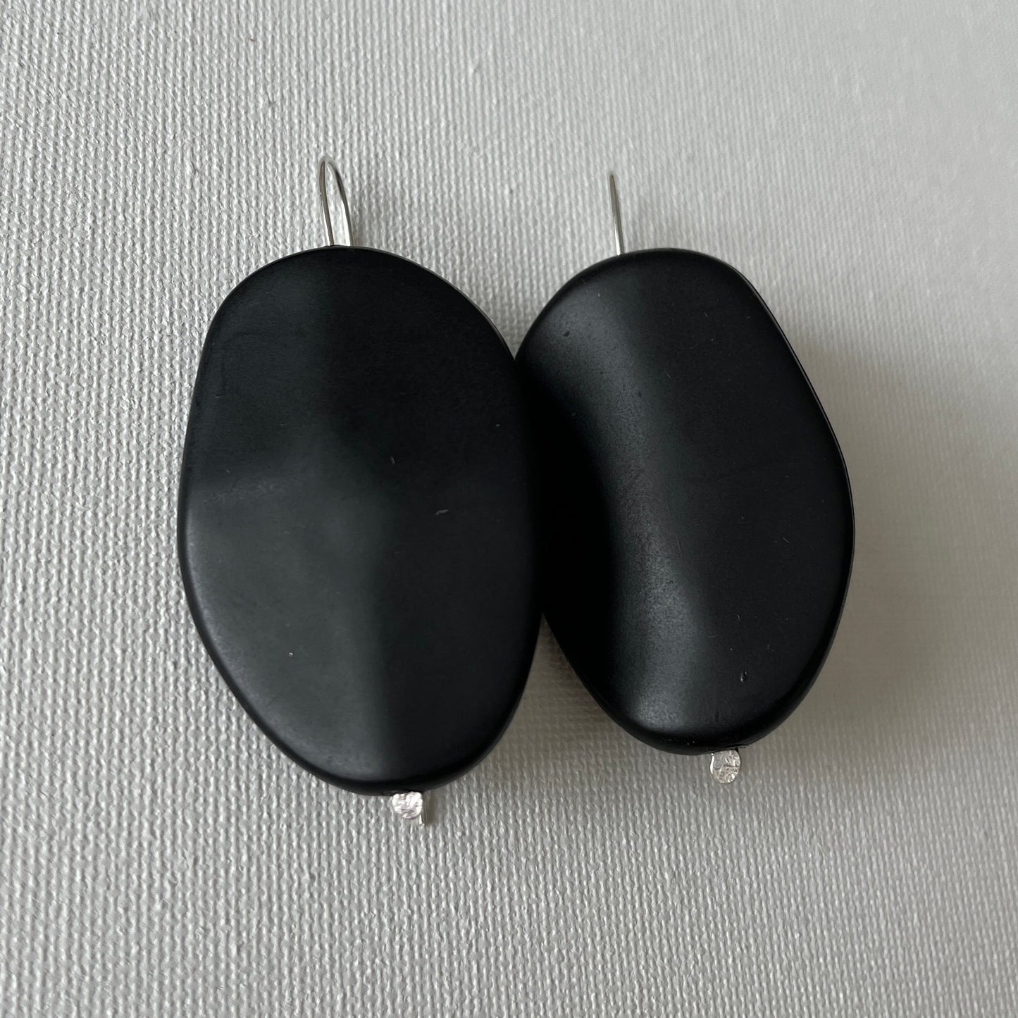Smooth Black Resin Pebble Earrings