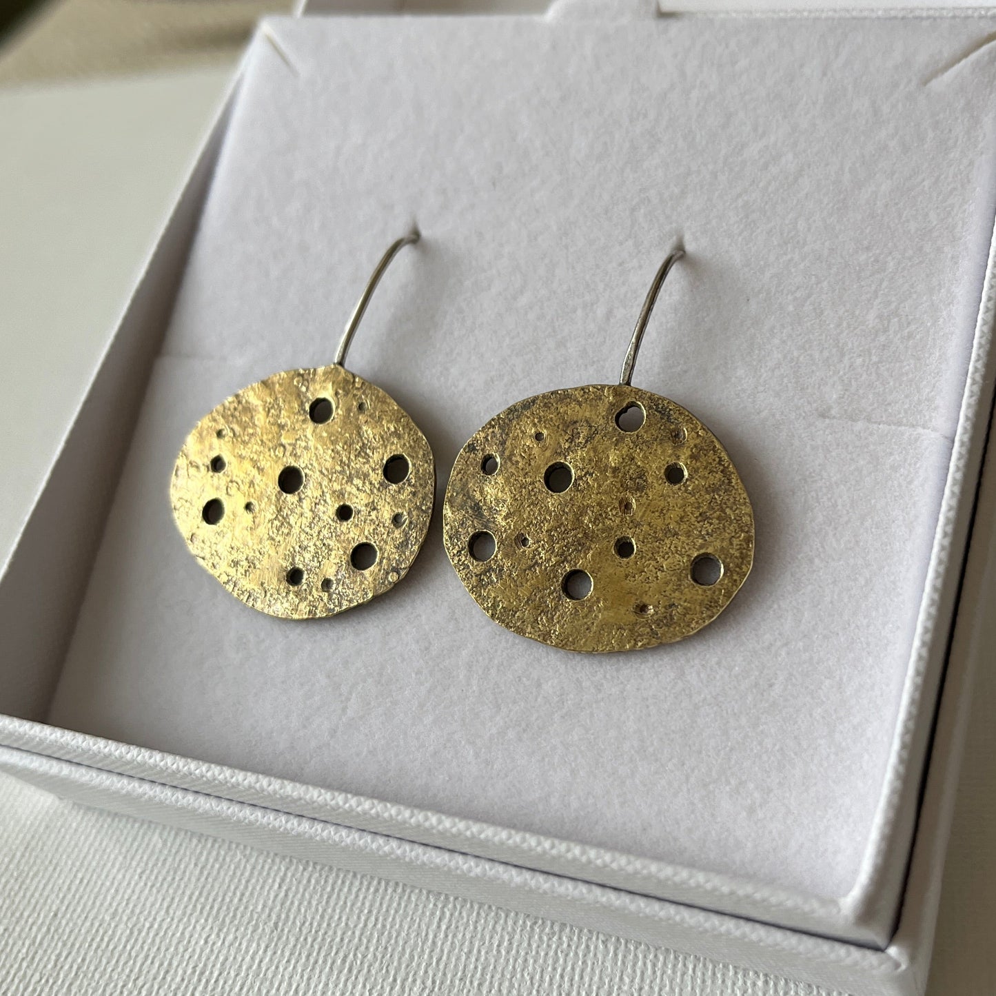Eroded Brass Pebble Drop Earrings