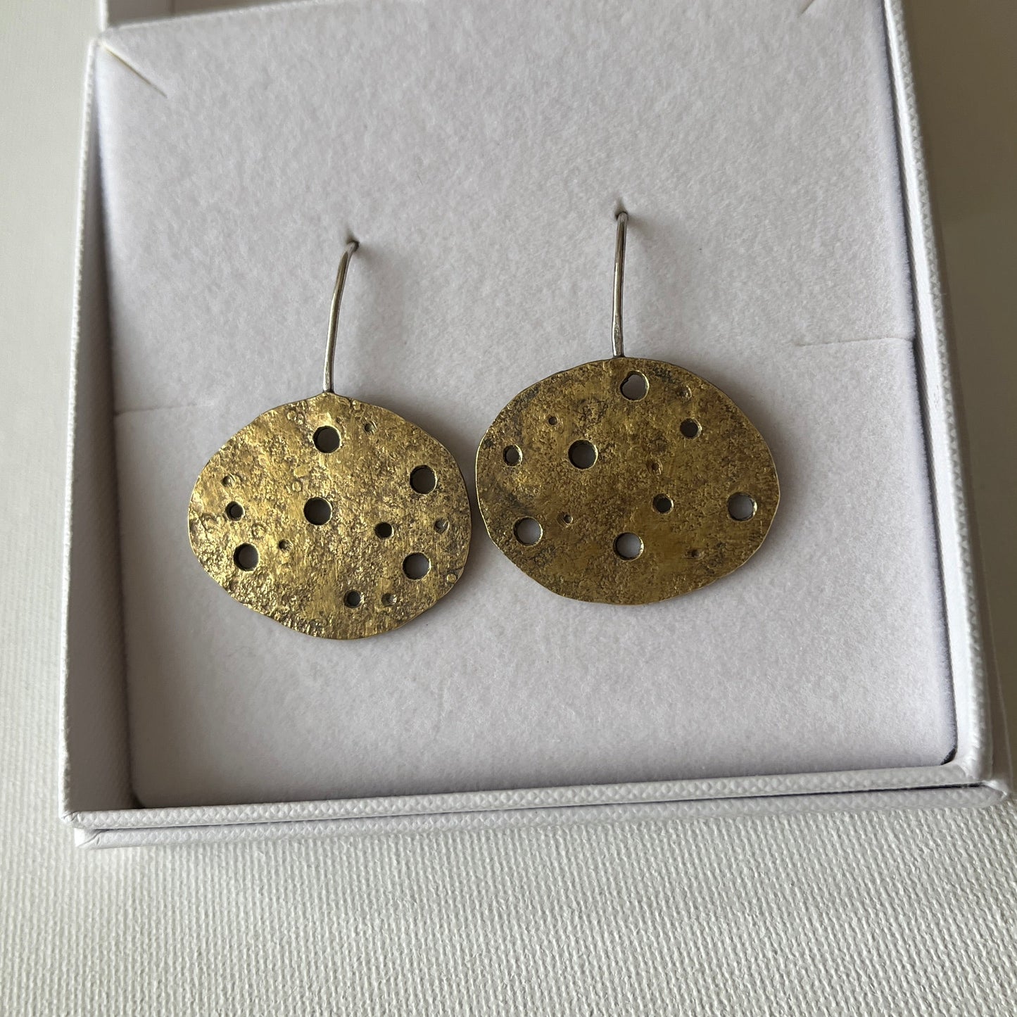 Eroded Brass Pebble Drop Earrings