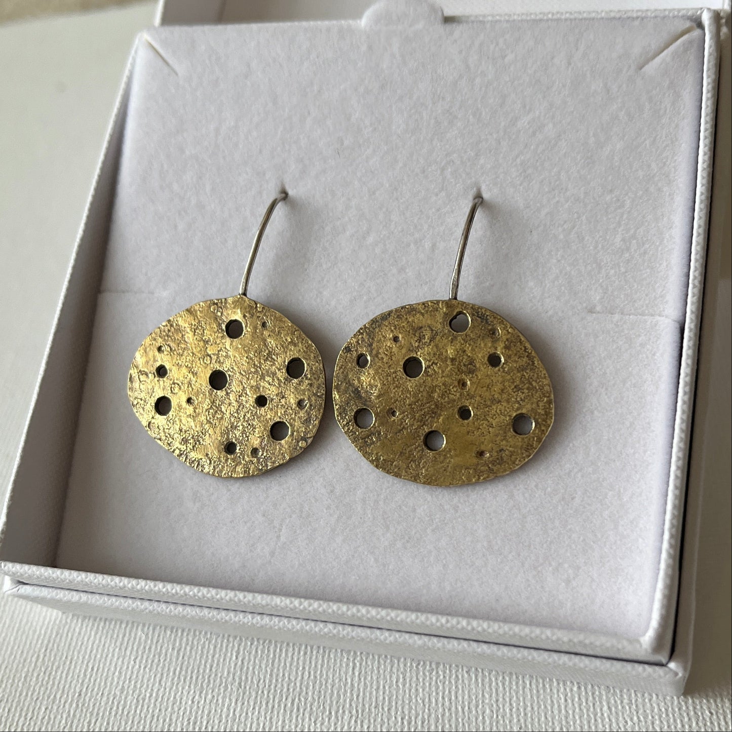 Eroded Brass Pebble Drop Earrings