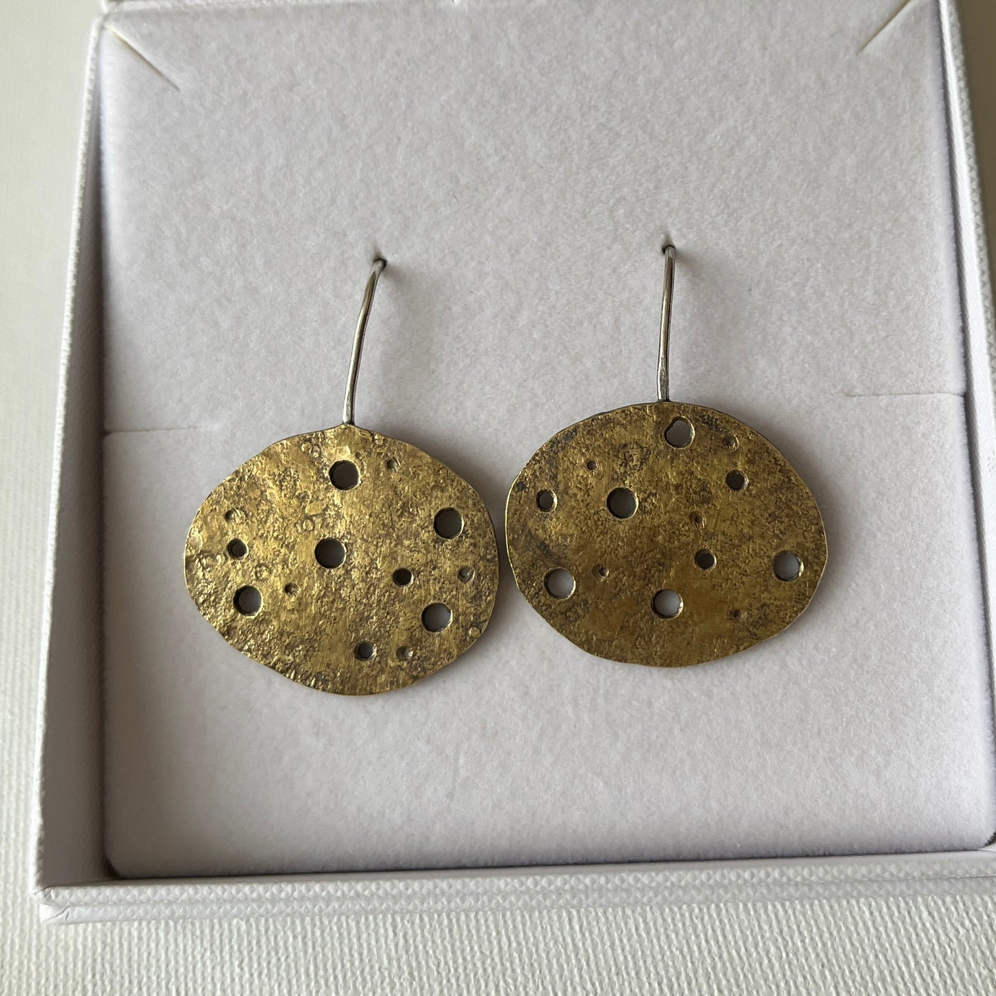 Eroded Brass Pebble Drop Earrings