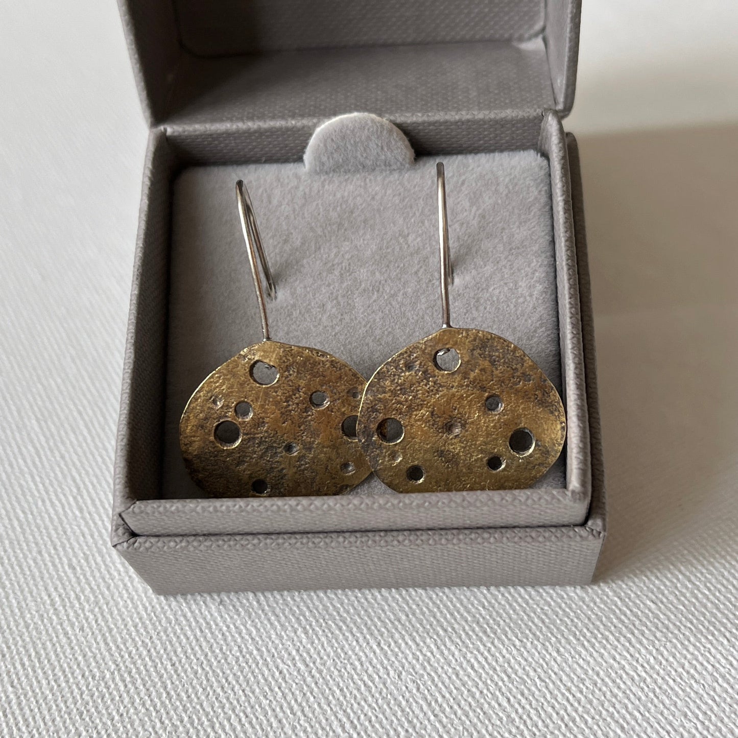 Eroded Brass Pebble Drop Earrings