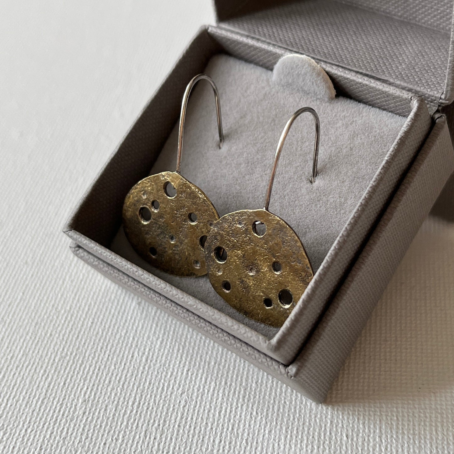 Eroded Brass Pebble Drop Earrings