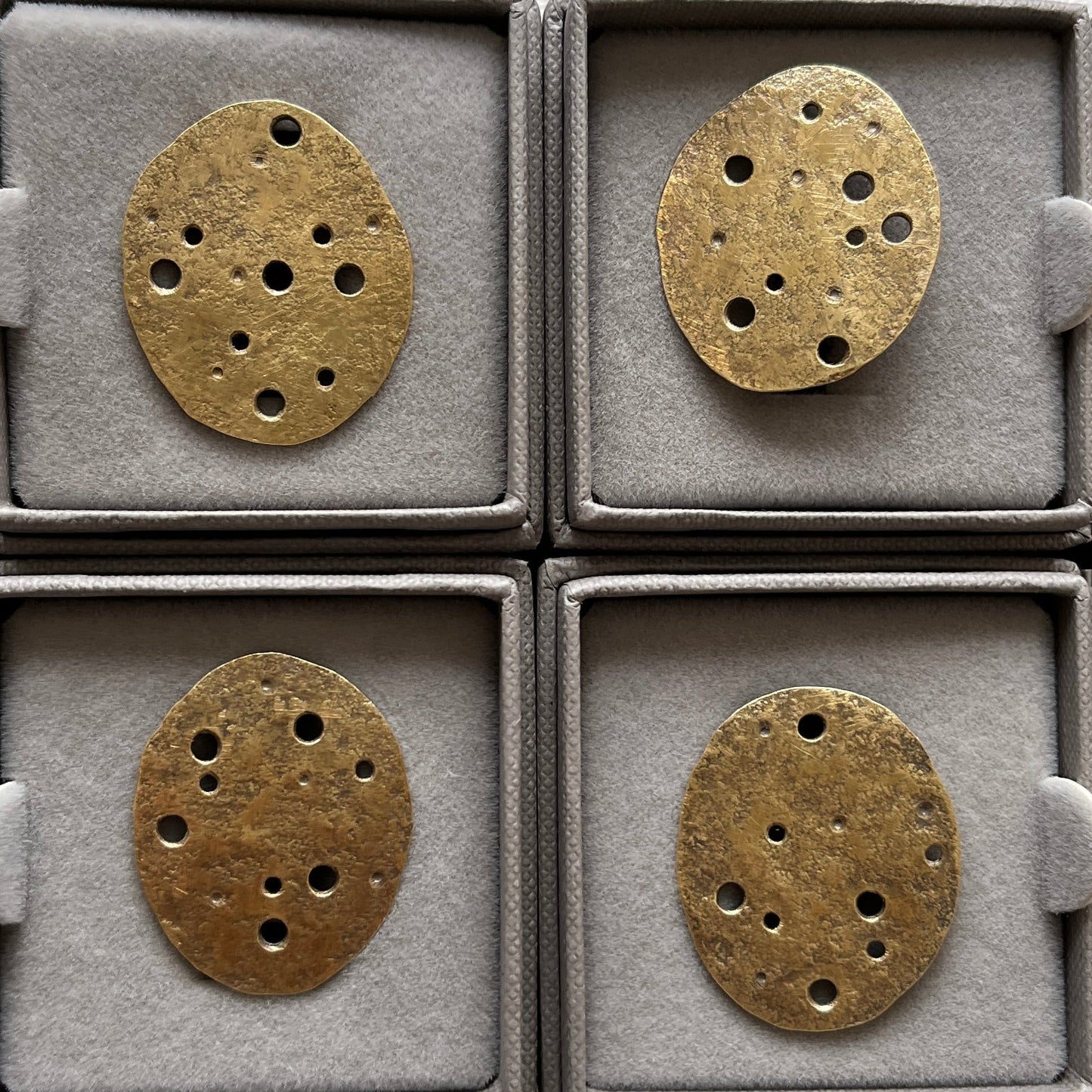 Eroded Brass Pebble Statement Ring