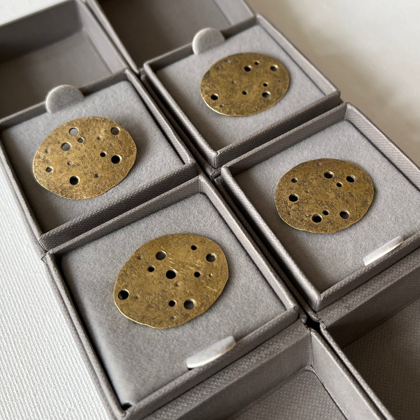 Eroded Brass Pebble Statement Ring