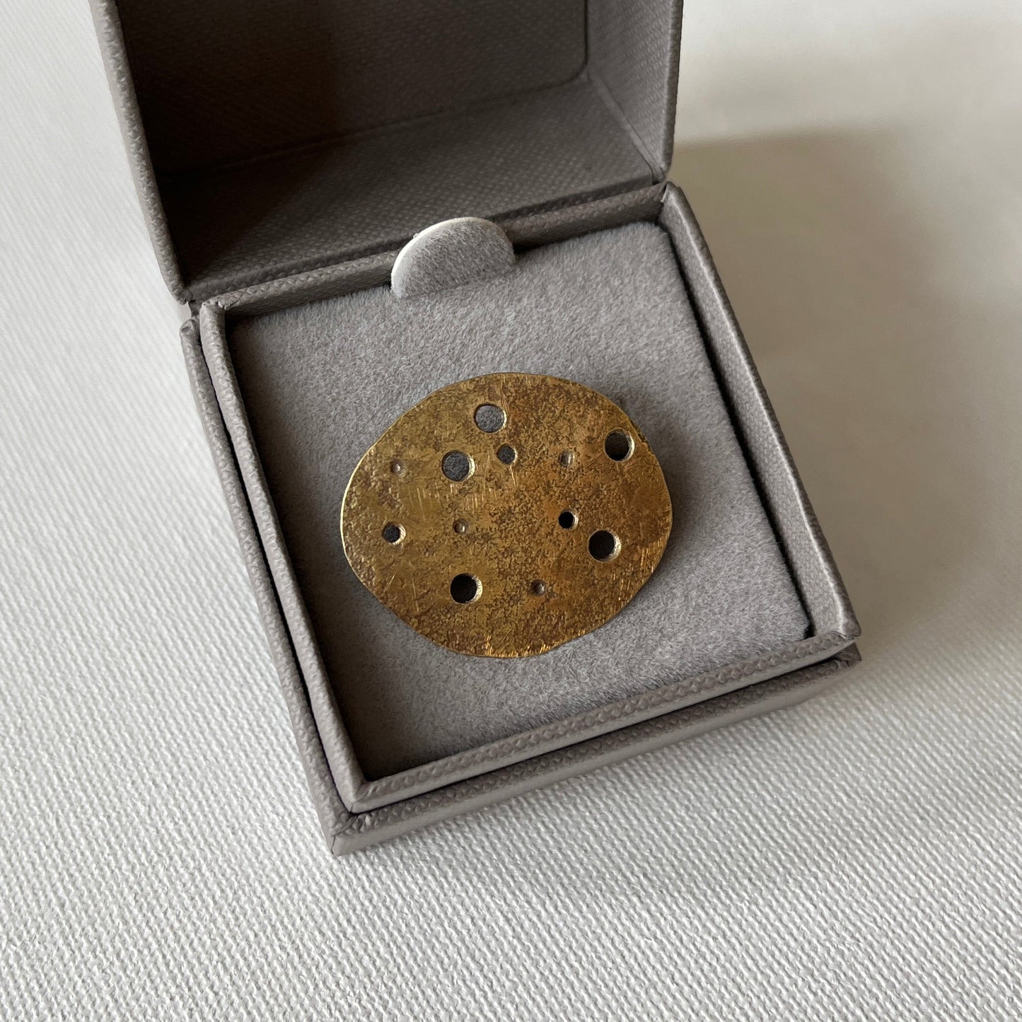 Eroded Brass Pebble Statement Ring