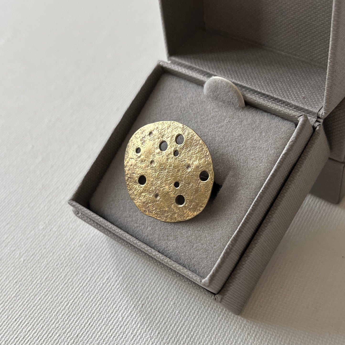 Eroded Brass Pebble Statement Ring