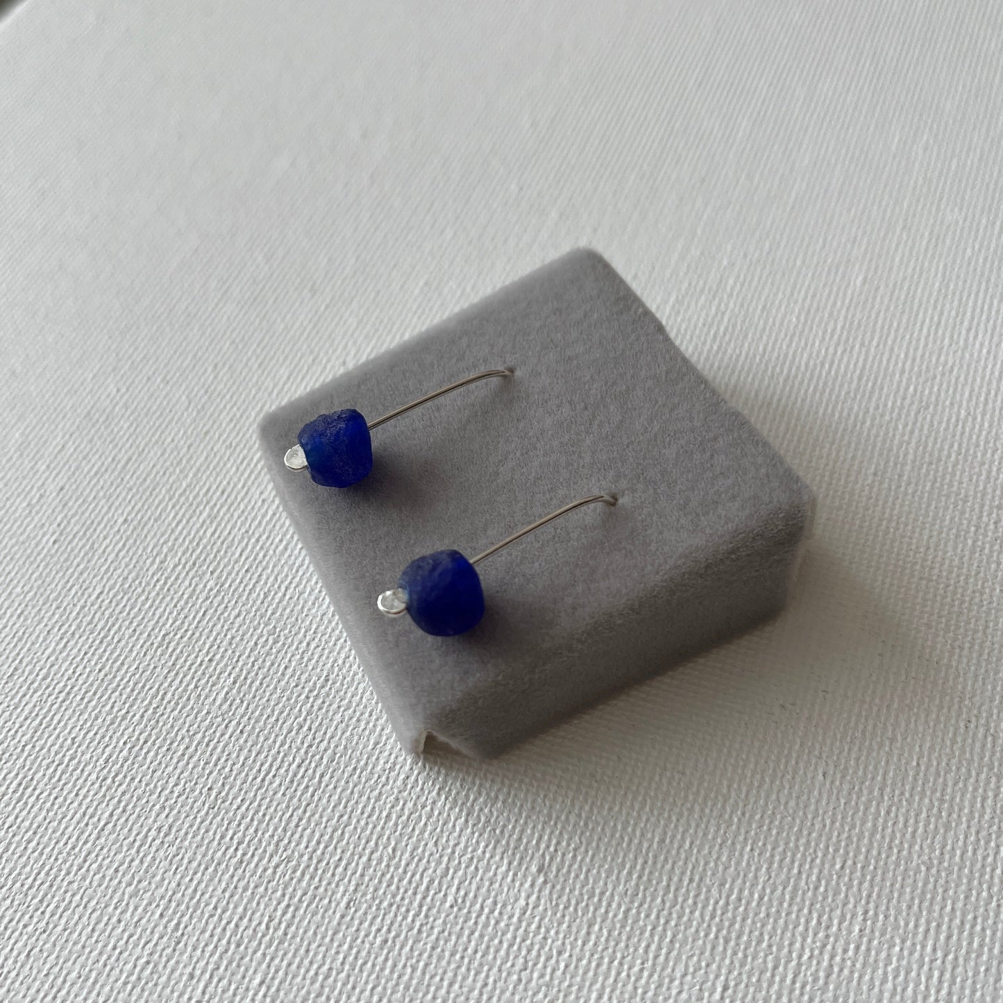 Simple Silver Glass Bead Earrings