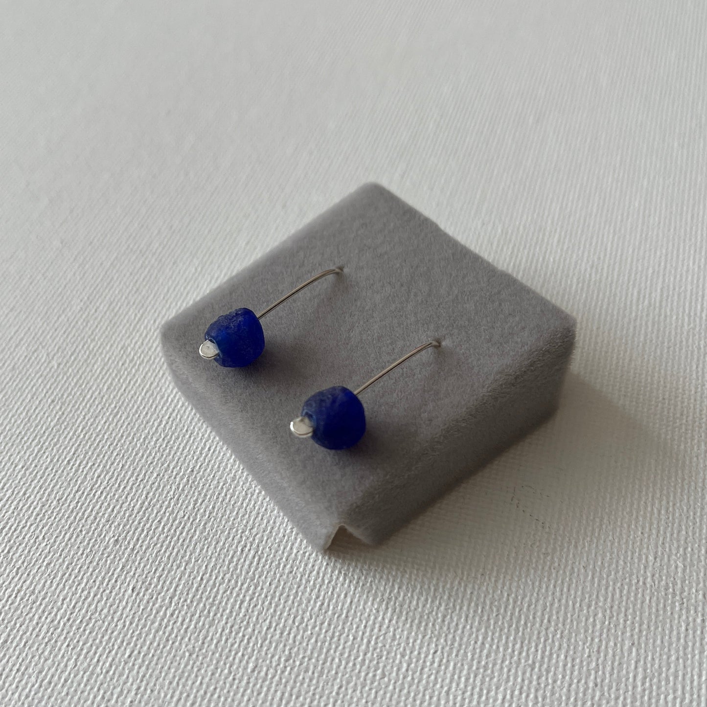 Simple Silver Glass Bead Earrings
