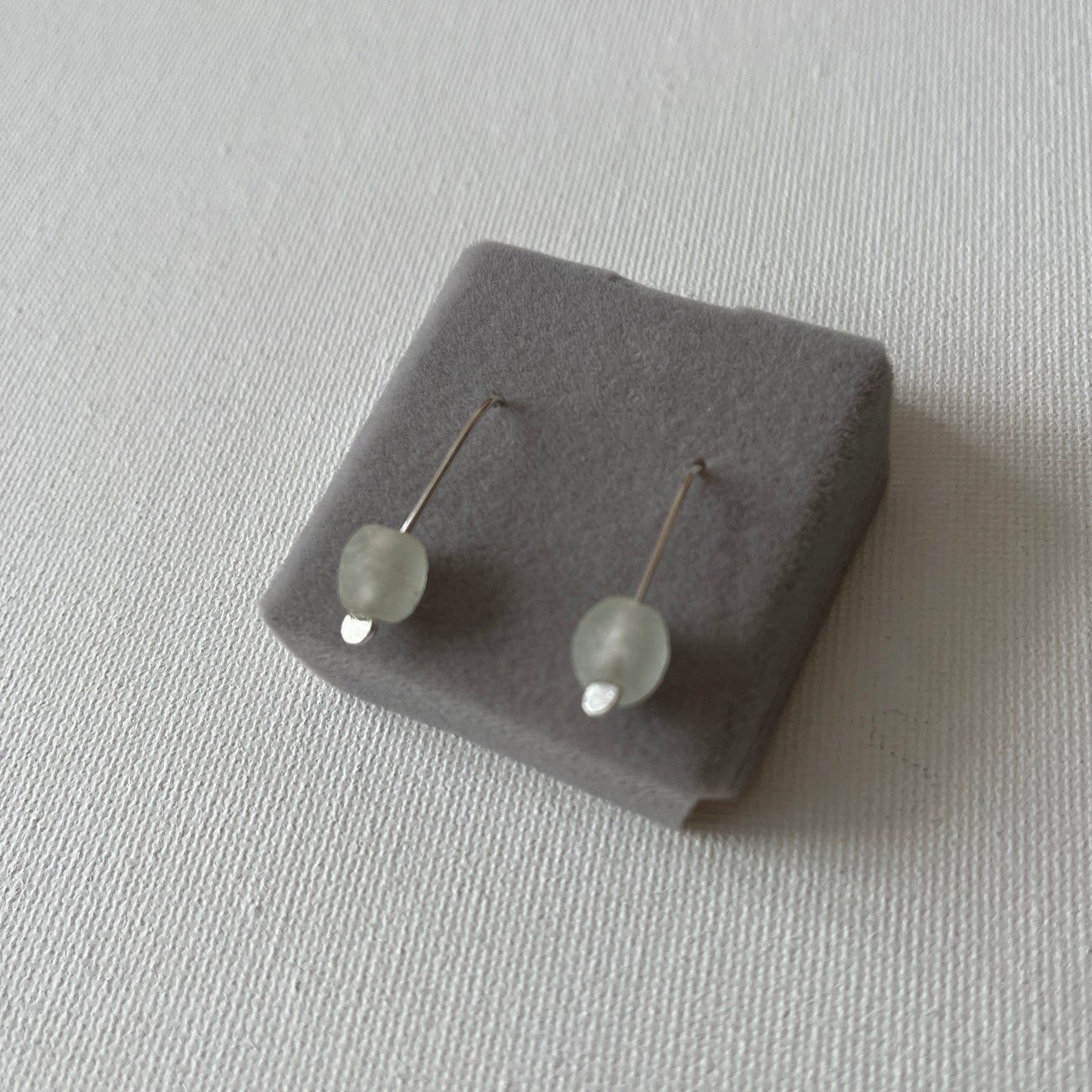 Simple Silver Glass Bead Earrings
