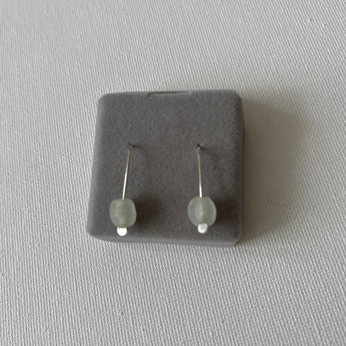 Simple Silver Glass Bead Earrings