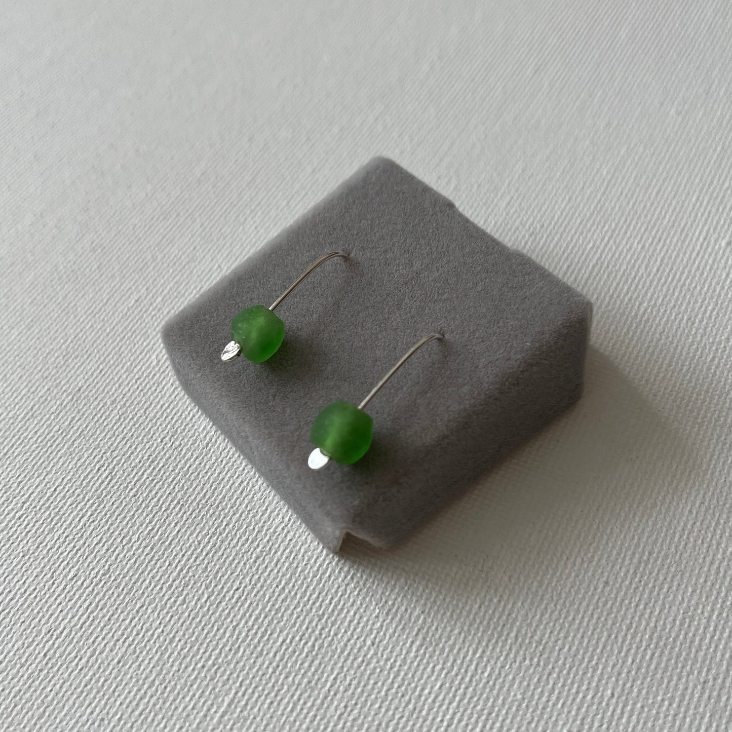 Simple Silver Glass Bead Earrings