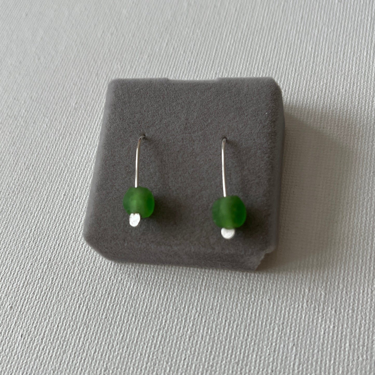 Simple Silver Glass Bead Earrings