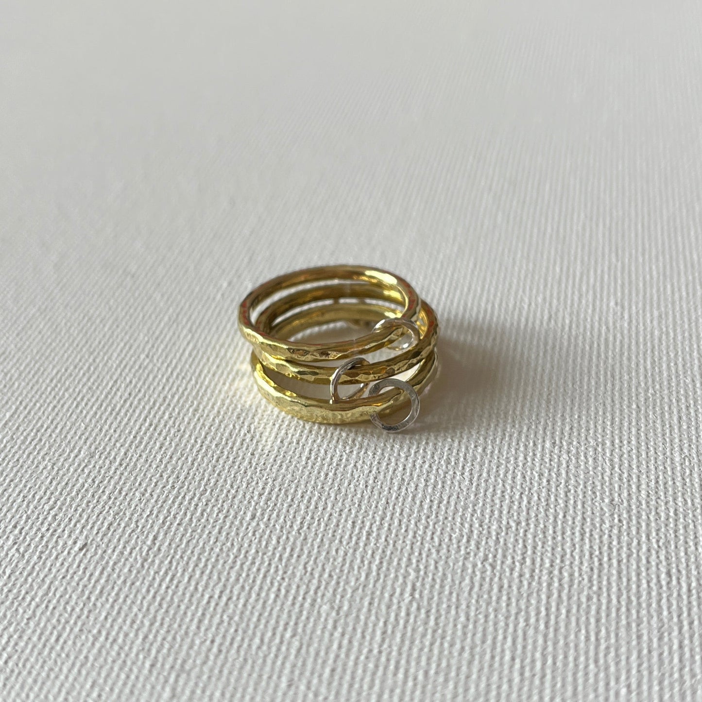 Brass Stacker Ring with Oval Eco-Silver Charm
