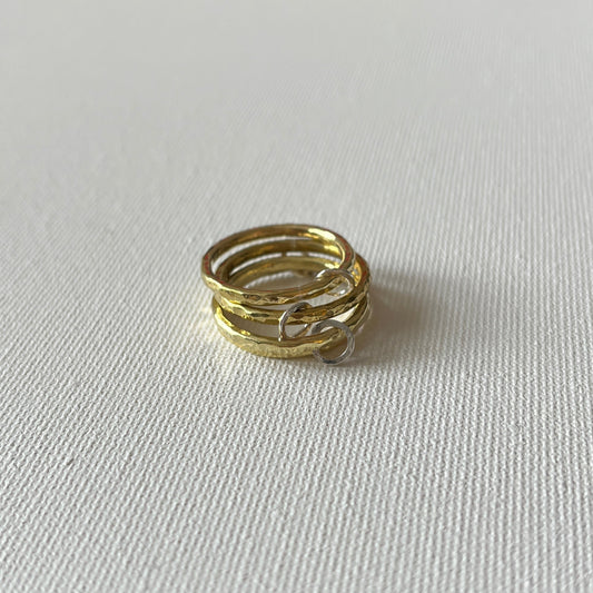 Brass Stacker Ring with Oval Eco-Silver Charm