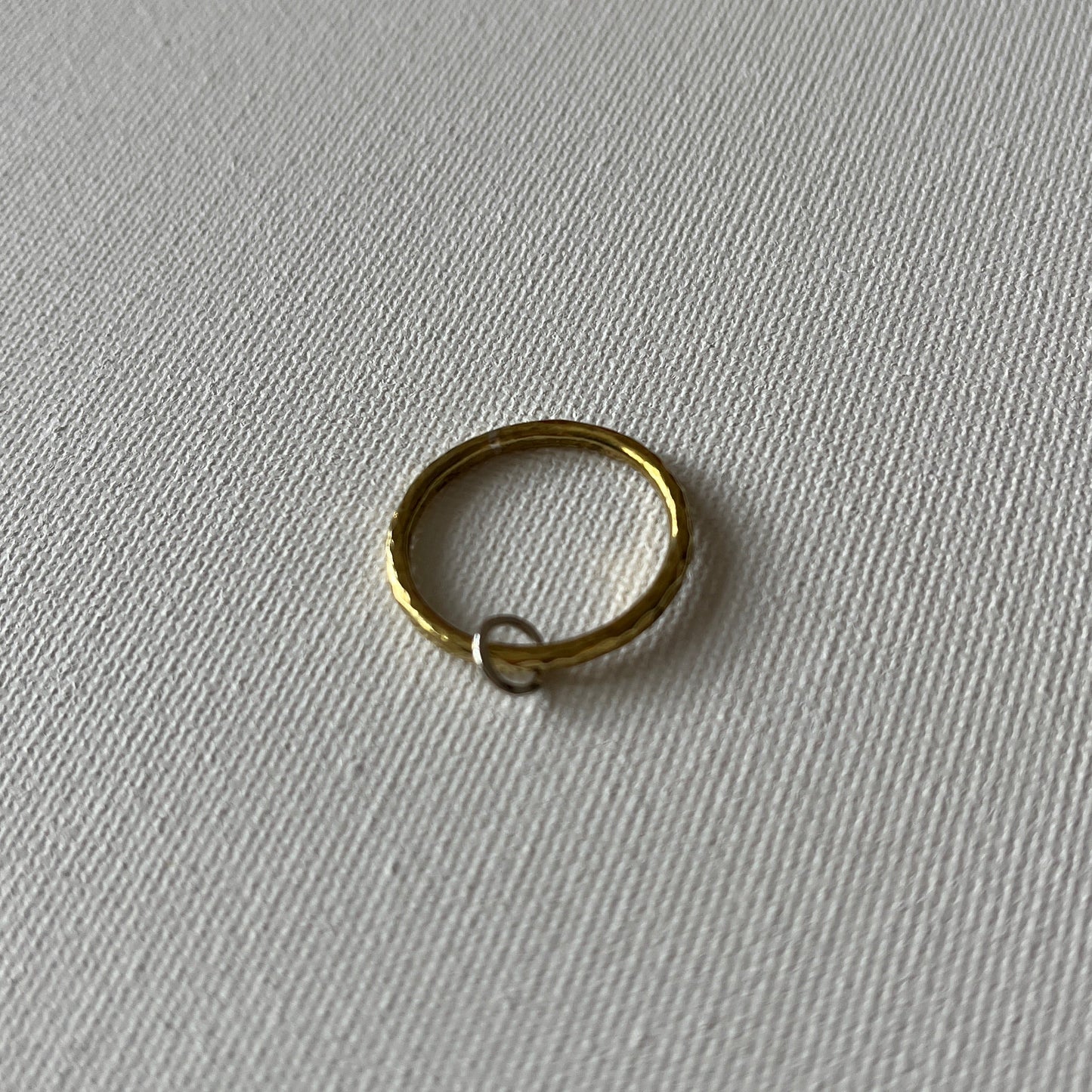 Brass Stacker Ring with Oval Eco-Silver Charm