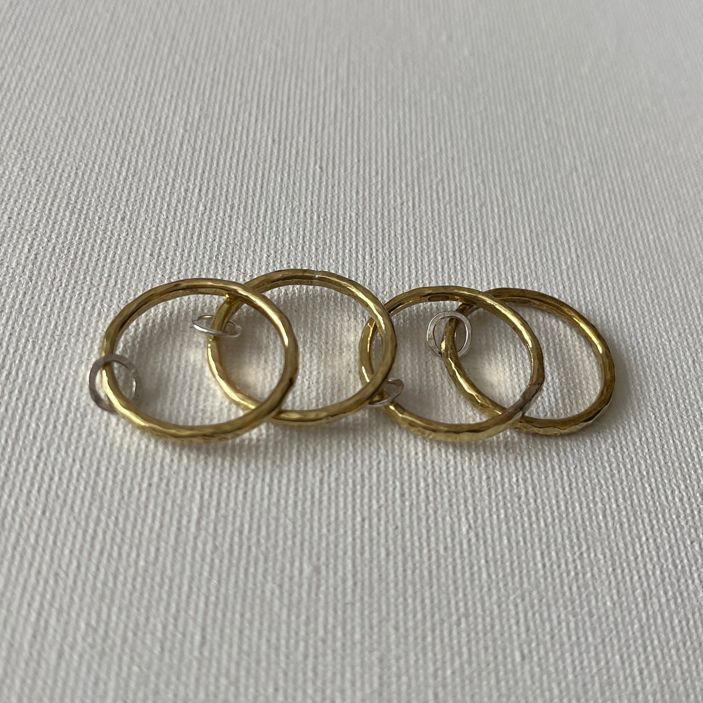 Brass Stacker Ring with Oval Eco-Silver Charm