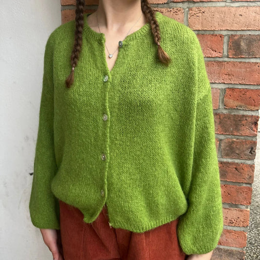 Mohair Blend Button Down Cardigan - Apple