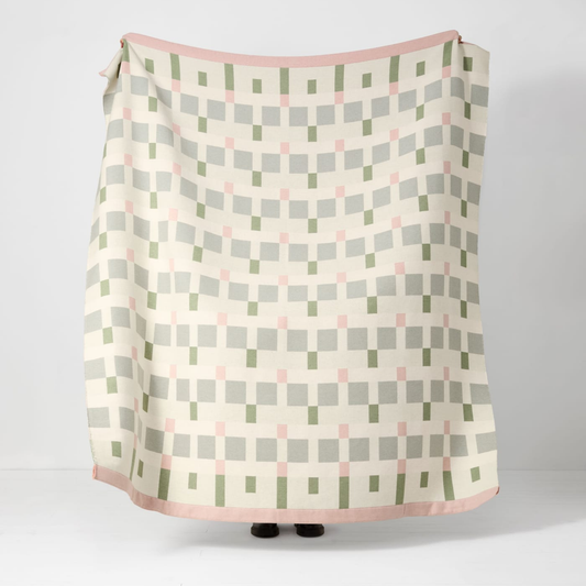Ian Mankin Checkmate Throw - Sage & Pink