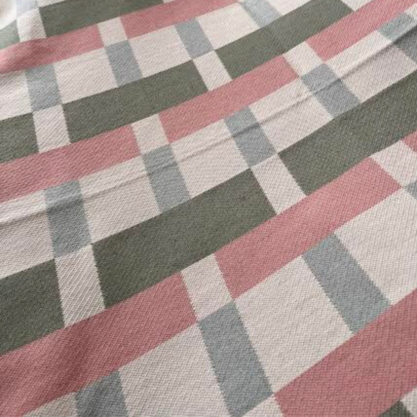 Ian Mankin Checkmate Throw - Sage & Pink