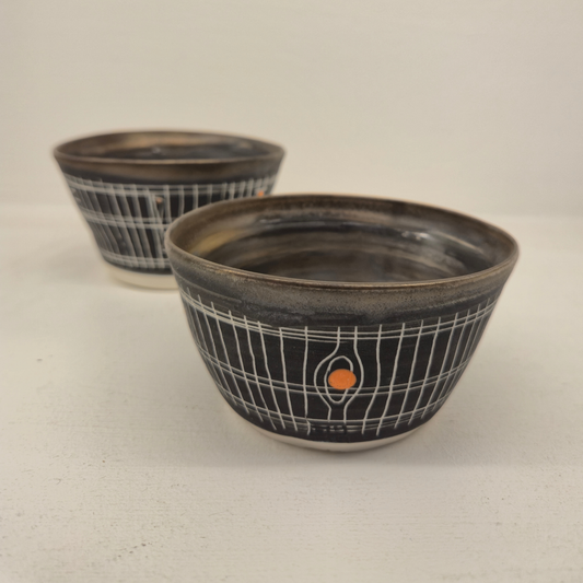 Sarah Cooling Porcelain Sgraffito Splayed Tea Bowl - Orange Pop