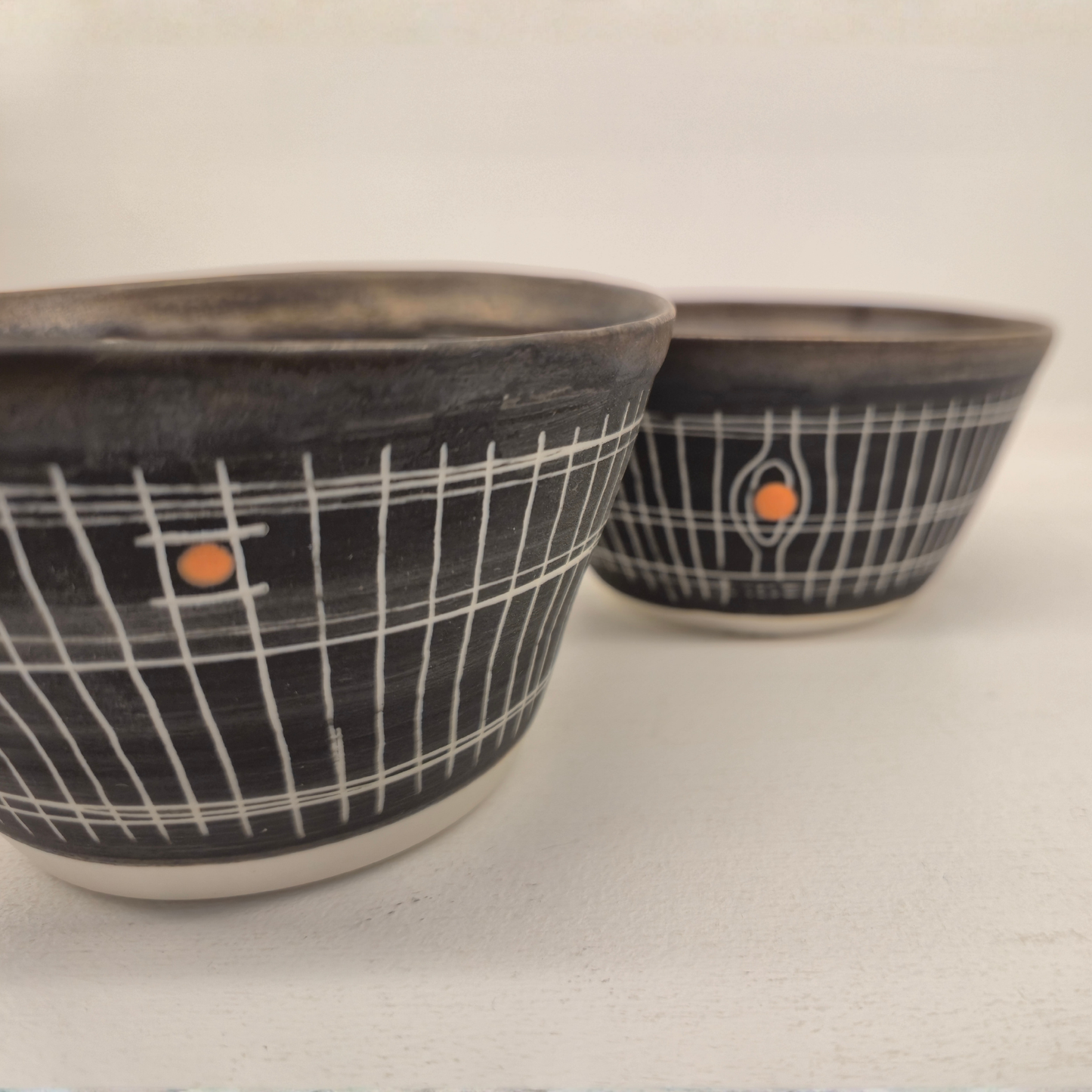 Sarah Cooling Porcelain Sgraffito Splayed Tea Bowl - Orange Pop