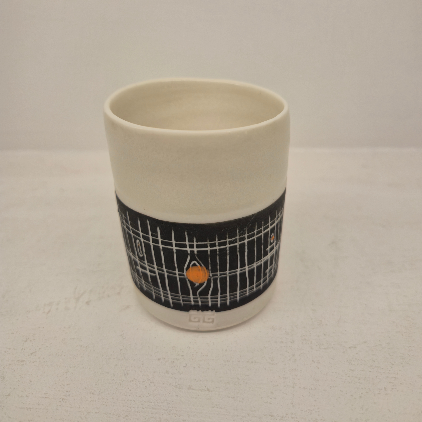 Sarah Cooling Sgraffito Medium Beaker - Orange Pop