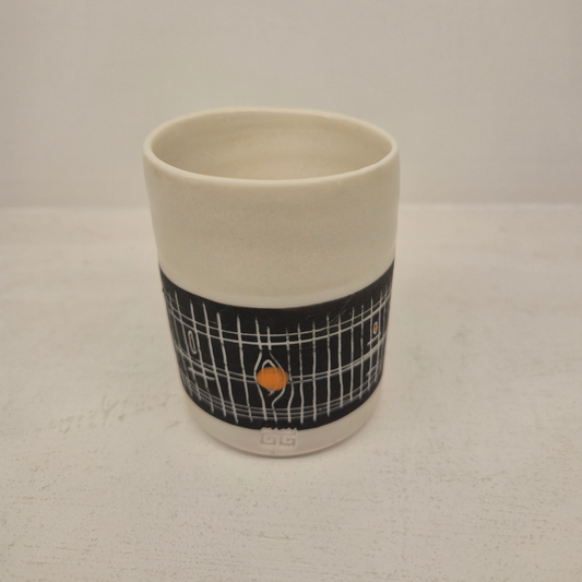 Sarah Cooling Sgraffito Medium Beaker - Orange Pop